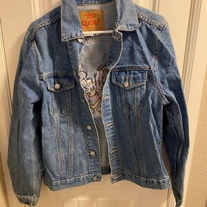Mickey Co L Too Cute Denim Jacket Mickey Mouse Friends Large Coat Jeans Vtg Lg